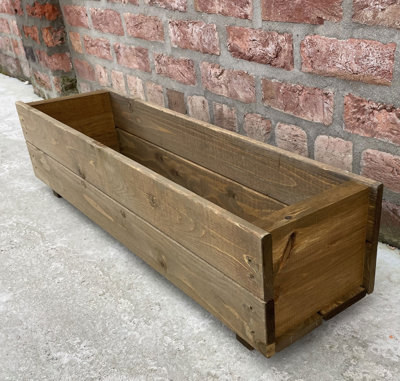 Wooden Garden Planter Trough Flower Plant Pot Box 100cm - 3