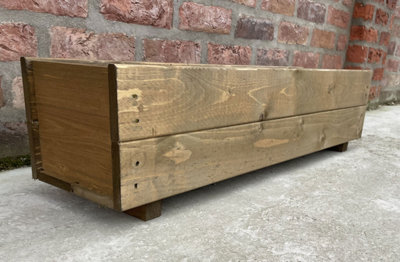 Wooden Garden Planter Trough Flower Plant Pot Box 100cm - 4