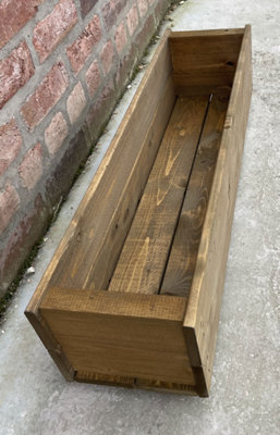 Wooden Garden Planter Trough Flower Plant Pot Box 100cm - 6