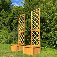 Wooden Garden Planter with Trellis (Set of 2)