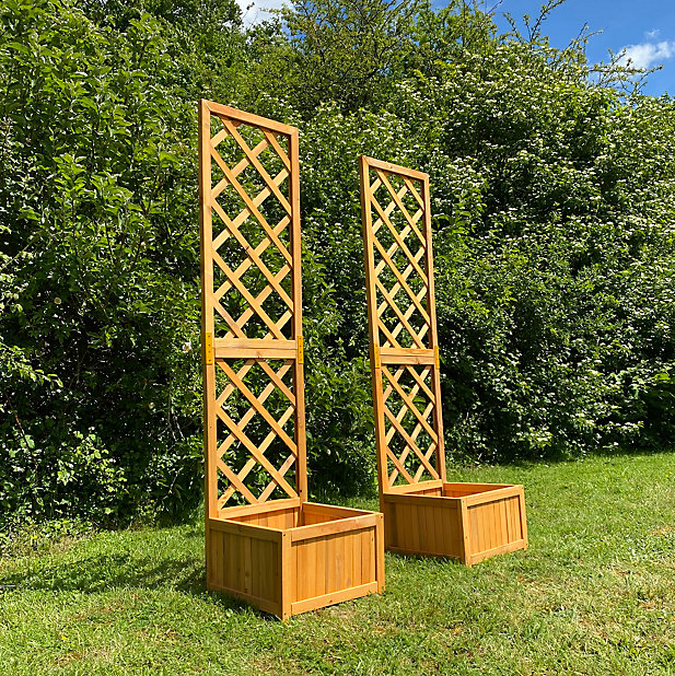 Wooden Garden Planter With Trellis Set