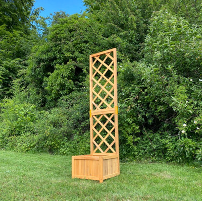 Wooden Garden Planter with Trellis