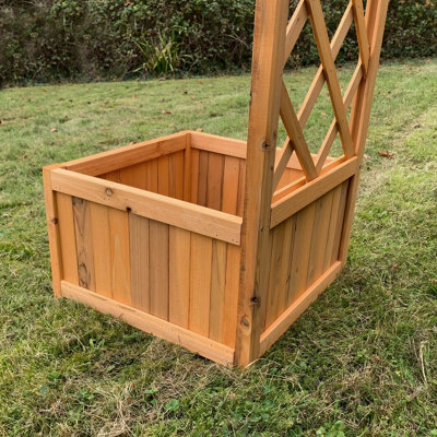 Wooden Garden Planter with Trellis - 3
