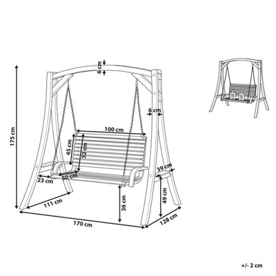 Wooden Garden Swing Brown NOVARA - 3