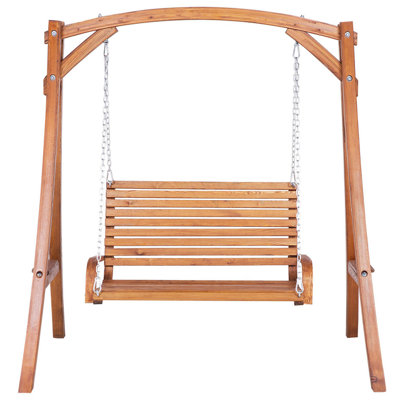 Wooden Garden Swing Brown NOVARA - 4