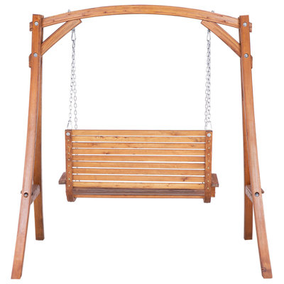 Wooden Garden Swing Brown NOVARA - 5