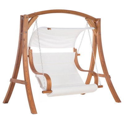 Wooden Garden Swing Light Wood and White APRILIA