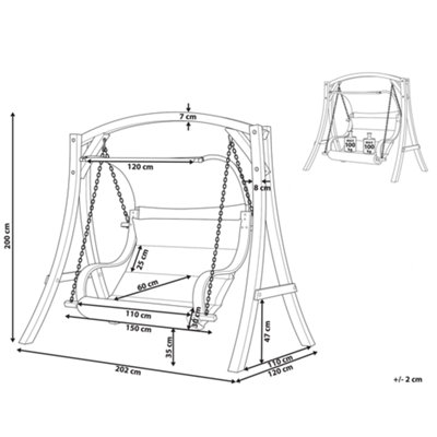 Wooden Garden Swing Light Wood and White APRILIA - 3