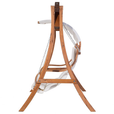 Wooden Garden Swing Light Wood and White APRILIA - 4