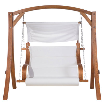 Wooden Garden Swing Light Wood and White APRILIA - 5