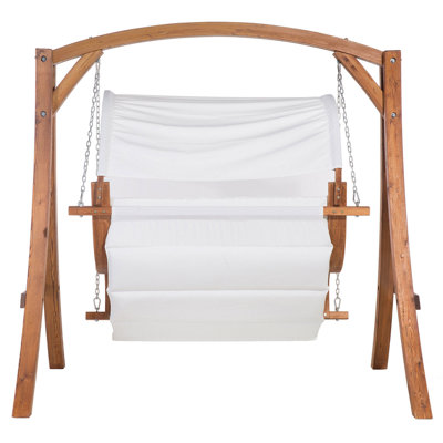 Wooden Garden Swing Light Wood and White APRILIA - 6