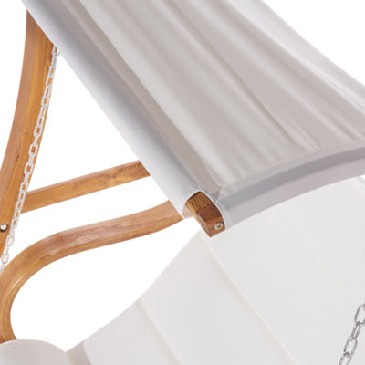 Wooden Garden Swing Light Wood and White APRILIA - 7