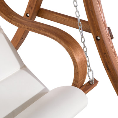 Wooden Garden Swing Light Wood and White APRILIA - 8