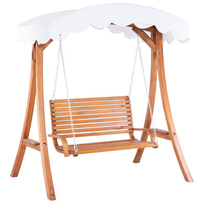 Wooden Garden Swing with Canopy Beige ANDRIA