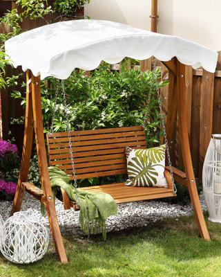 Wooden Garden Swing with Canopy Beige ANDRIA