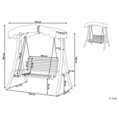 Wooden Garden Swing with Canopy Beige ANDRIA - 3