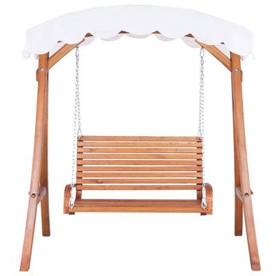 Wooden Garden Swing with Canopy Beige ANDRIA - 4