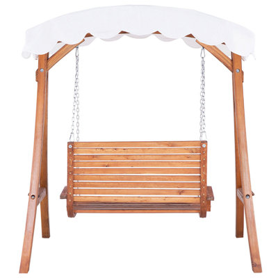 Wooden Garden Swing with Canopy Beige ANDRIA - 5