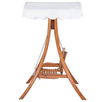 Wooden Garden Swing with Canopy Beige ANDRIA - 7