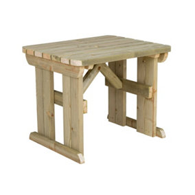 Wooden garden table, Hollies rounded outdoor pinic dining desk (3ft, Natural finish)