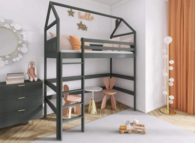 Wooden Gloria Loft Bed in Graphite W1980mm x H2270mm x D980mm