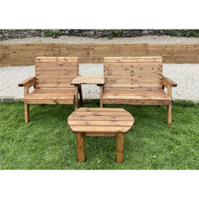 Wooden Grand Three Seater Straight Companion Set With Coffee Table