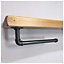 Wooden Handmade Rustic Kitchen Roll Black Holder with Medium Oak Shelf 7 inches 175mm Length of 60cm