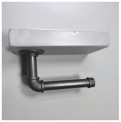 Wooden Handmade Rustic Toilet Roll Silver Holder with Shelf Antique Grey 145mm Length of 25cm - 4