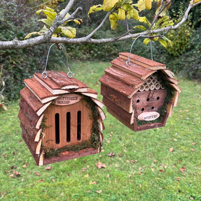 Wooden Hanging Butterfly & Insect Bee House Set