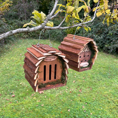 Wooden Hanging Butterfly & Insect Bee House Set