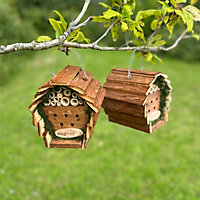 Wooden Hanging Insect, Bug and Bee Hotel Nest Boxes (Set of 2)