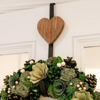 Wooden Heart Black Over Door Christmas Wreath Hanger Hook DIY at B Q