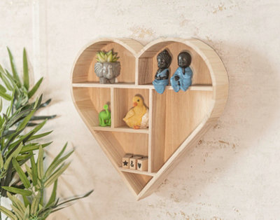 Wooden Heart Shaped Floating Shelf