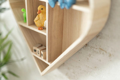 Wooden heart store shelf unit