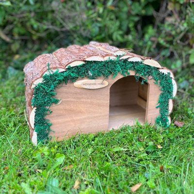 Wooden Hedgehog House Hogitat With Bark Roof (Set of 2) - 4