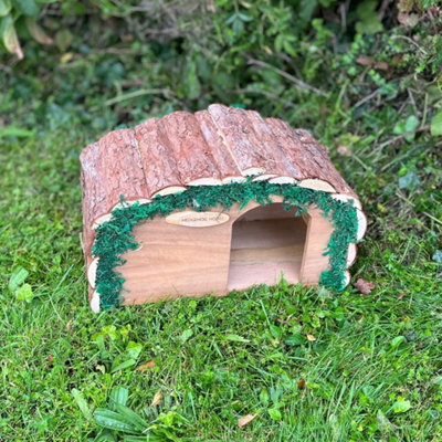Wooden Hedgehog House Hogitat With Bark Roof (Set of 2) - 6