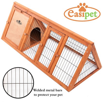 Wooden Hutch for Rabbit Guinea Pig 46in Wood Pet Ferret Coop Outdoor House Apex Run