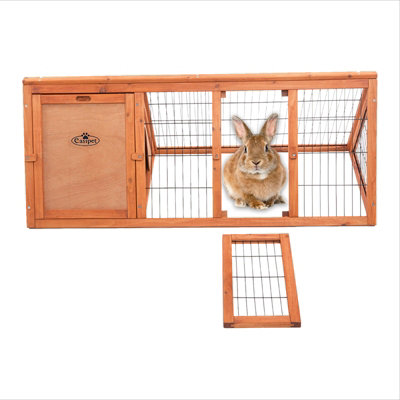 Wooden Hutch for Rabbit Guinea Pig 46in Wood Pet Ferret Coop Outdoor House Apex Run