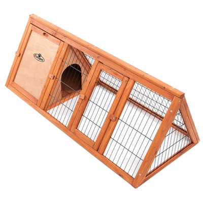 Wooden Hutch for Rabbit Guinea Pig 46in Wood Pet Ferret Coop Outdoor House Apex Run - 3