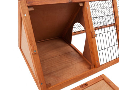Wooden Hutch for Rabbit Guinea Pig 46in Wood Pet Ferret Coop Outdoor House Apex Run - 5
