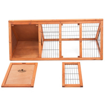 Wooden Hutch for Rabbit Guinea Pig 46in Wood Pet Ferret Coop Outdoor House Apex Run - 7