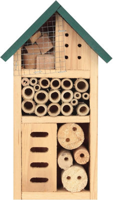 Wooden Insect Hotel Free Standing Natural Wood Eye Catching Bug House