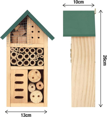 Wooden Insect Hotel Free Standing Natural Wood Eye Catching Bug House
