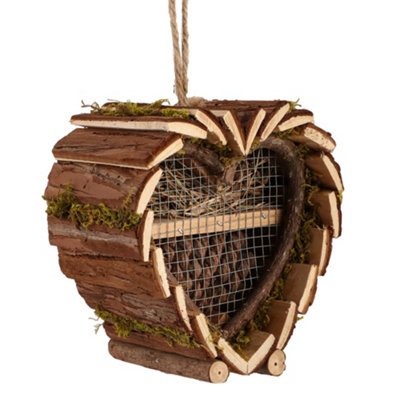 Wooden Insect House Natural Bark Hanging Bug Hotel Mossy Finish Ladybird Bee Bug Shelter Wildlife Care Garden Gift