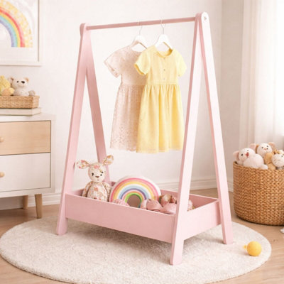 Wooden Kids Clothes Rail - Children's Hanging Clothing Rack H99 x W63.5cm