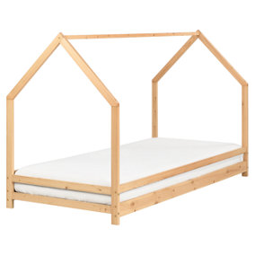 Wooden Kids House Bed EU Single Size Light APPY