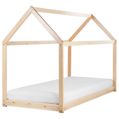 Wooden Kids House Bed EU Single Size Light TOSSE