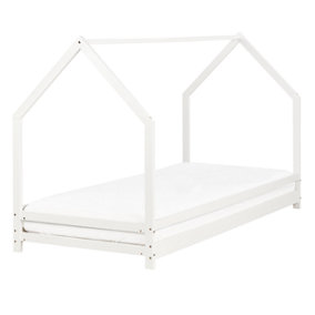 Wooden Kids House Bed EU Single Size White APPY
