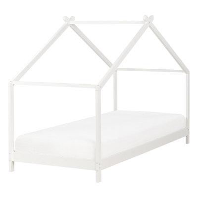 Wooden Kids House Bed EU Single Size White ORLU