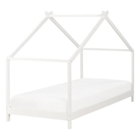 Wooden Kids House Bed EU Single Size White ORLU